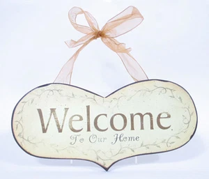 "Welcome to Our Home" Heart Shaped Plaque Indoor Decor Wall Accents - Picture 1 of 1
