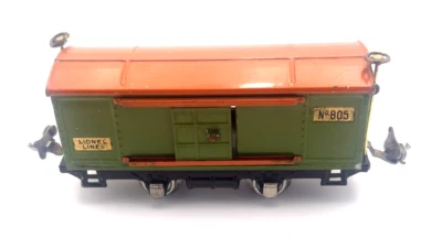 Lionel Lines Prewar Tin Plate Green / Orange Boxcar 805 - Image 1 of 4