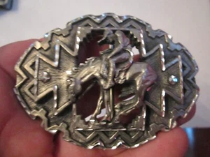 COWBOY RIDING A HORSE THEME BELT BUCKLE - ORNATE - GW-15 - Picture 1 of 3