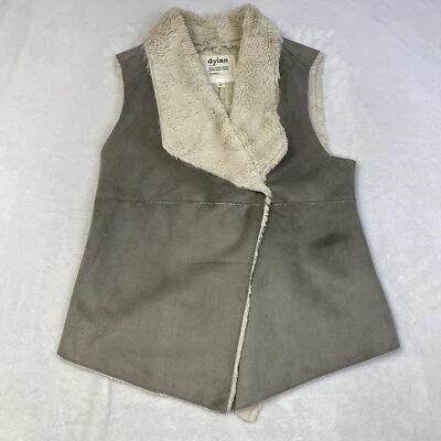 DYLAN Grey Faux Shearling Suede Fur Vest Womens Size M - Image 1 of 4