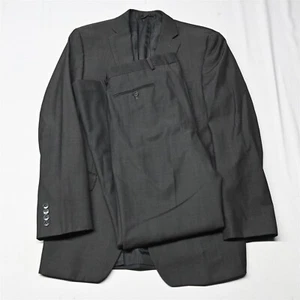Calvin Klein 40L 34x32 Slim Fit Gray Herringbone Wool Mens Jacket Pants Suit - Picture 1 of 12