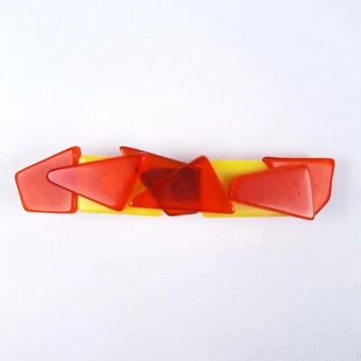 Artisan Handmade Orange & Yellow Stained Glass Hair Clip Barrette - Image 1 of 4
