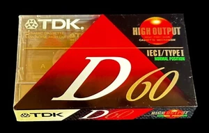 Blank Cassette Audio Tape TDK D60 High Output Dynamic Performance Factory Sealed - Picture 1 of 5
