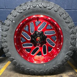 4) 20x10 Fuel D691 Triton Red Wheels 35" MT Tires 8x170 Ford Super Duty F250 - Picture 1 of 3