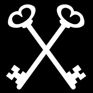 Treasurer Crossed Keys Masonic Vinyl Decal - White 6 Inch - Picture 1 of 1