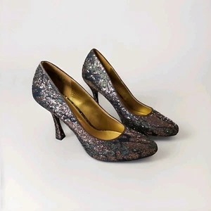 Christian Siriano schwarz und gold Blumen Glitzer elegante Absätze Größe 11 - Bild 1 von 7