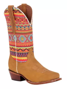 Women's Western Cowgirl Rodeo Boots El General Color Honey Genuine Crazy Leather - Picture 1 of 1