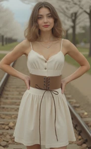 Women Beige Camel Faux Suede Leather Elastic Corset Belt Hip High Waist Size S M - Picture 1 of 20