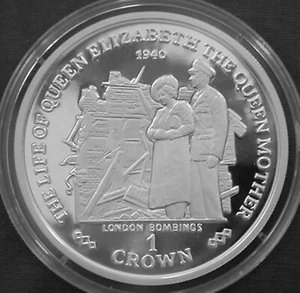 Gibraltar 1 crown Silver Proof 2000 WWII Queen Mother London Bombings KM#875a - Picture 1 of 8