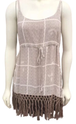 CAbi Mujer Cabana Cubre # 846 TALLA XS Empire Cintura Top Flecos Crema Bronceado Nuevo con Etiquetas Foto 1 de 4