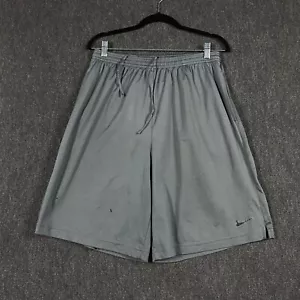 Nike Dri-Fit Mens Large Active Shorts Grey Basketball Drawstring Pockets Swoosh - Picture 1 of 15