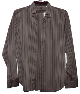GUESS NEW NWT SIZE L LARGE DUST GRAY STRIPE CUFFLINKS BUTTON UP SHIRT - Picture 1 of 5