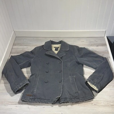 Chaqueta Abercrombie Fitch Mujer Talla M Azul Lana Guisante Abrigo Doble Pecho Sherpa Foto 1 de 4