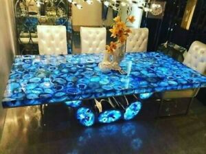 60" x 36" Blue Agate Dining Center Table Top / agate Counter Slab Handmade Work