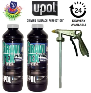 Upol Gravitex grauer Steinchip überlackierbarer Schutz 2x1 Liter + Luftpistole - Bild 1 von 3