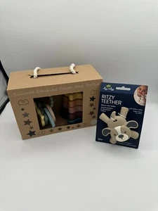 NUOVO! Pacchetto Tetere Molare Itzy Ritzy Coniglio Bambino-Silicone Tetere Impilabile Torre - Foto 1 di 5