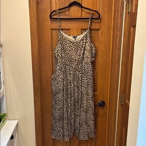 Torrid 2X Übergröße Sommerkleid hellbraun Animalprint Spaghettiträger Midi Leopard 18 - Bild 1 von 8