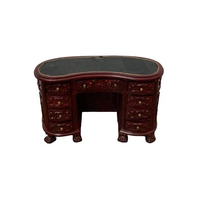 Bespaq Dollhouse Miniature Carved Office Desk Wooden Intricate Fancy Claw Foot - Image 1 of 4