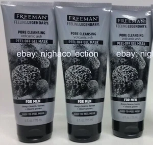 3X Freeman Pore Cleansing Volcanic Ash Peel-Off Gel Mask Men's 6 oz Brand NEW - Picture 1 of 7