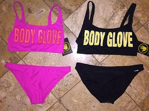 Costume da bagno bikini nuovo con etichette Body Glove logo 1989 il look Wild Thing Babe set 2 pezzi - Foto 1 di 11