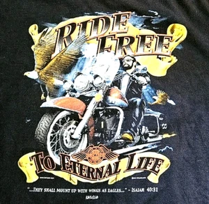 Vintage Y2K Ride Free To Eternal Life T Shirt Jesus Harley Davidson XL - Picture 1 of 5