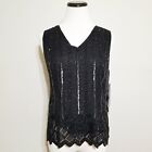 Vintage Papell Boutique Evening Top NOS Sleeveless Beaded Sequined Blouse M