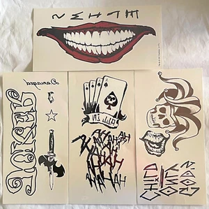 DC COMICS SUICIDE SQUAD BIG The JOKER Ha Ha Body TEMPORARY TATTOOS 4 Sheets NEW - Picture 1 of 7