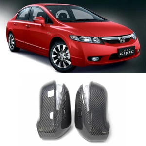 2Pcs Carbon Fiber Side Wing Mirror Replacement Caps Cover For Honda Civic 06-11 - Picture 1 of 9