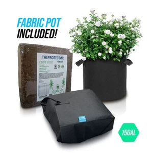 COCO COIR 15 GAL, Compressed Coco Coir, Grow media, Fabric pot included (Gift) - Picture 1 of 9