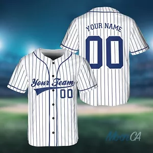 Maglia Baseball Personalizzata Nome Squadra Personalizzata Linea Righe Colore Per Tifoso Baseball - Foto 1 di 9