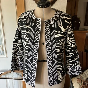 B- Gr. L schwarz-weiße Jacke gefüttert Baumwolle von teresa renz - Bild 1 von 11