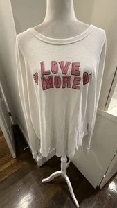 Wildfox Langarmshirt leichtes Thermo weißes Sweatshirt Medium Love More - Bild 1 von 6