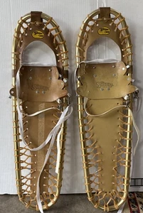 Sherpa Snow Claw Vintage Schneeschuhe Gold Aluminium 31" x 9" Leder/Nylon Riemen - Bild 1 von 14