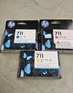 HP 711 Purpurowy, cyjan, żółty wkład z nadrukiem Zapieczętowany atrament Nowy zapieczętowany pudełko - Zdjęcie 1 z 1