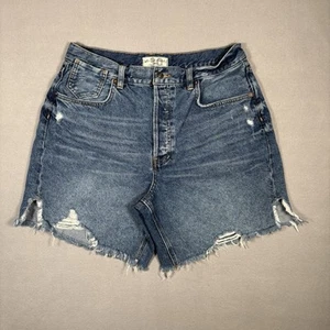 We The free Free People Size 30 Denim Shorts Loose Cannon Button Fly Distressed - Picture 1 of 11