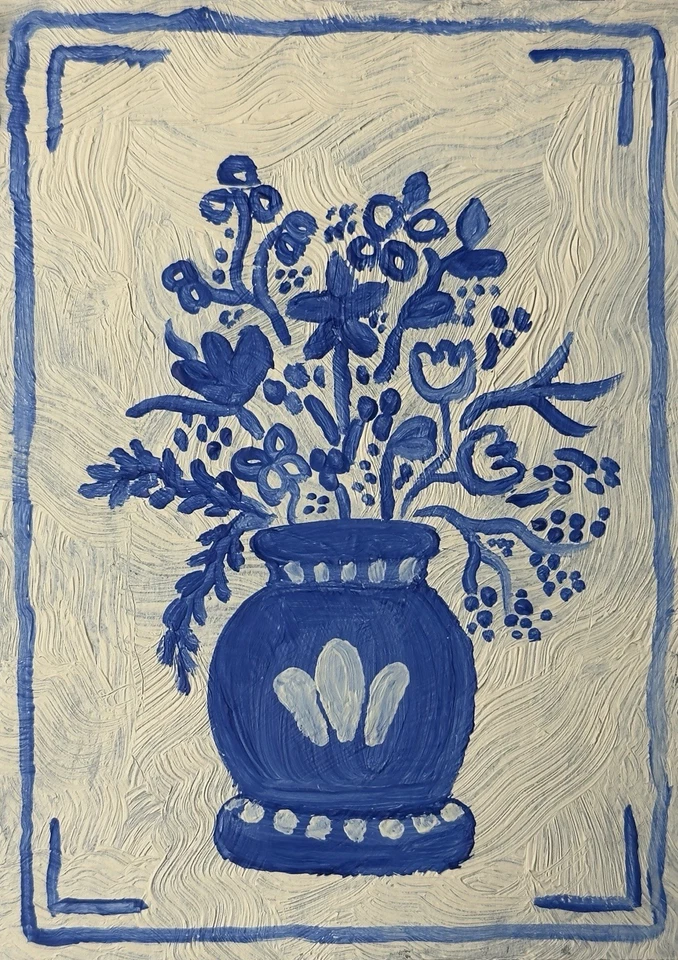 ACEO 原创油画花卉 ATC 艺术卡自然代尔夫特艺术 Emmer Plaxe 著 — 第 1/1 张图片