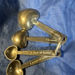 Measuring Spoons 4 Vintage Pewter Heart Shaped - Picture 1 of 5