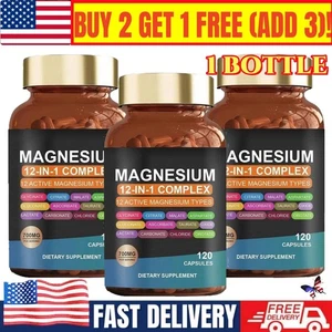 Complejo de Magnesio 700mg 12 en 1 Suplemento de Magnesio con 120 unidades EE. UU. - Imagen 1 de 11