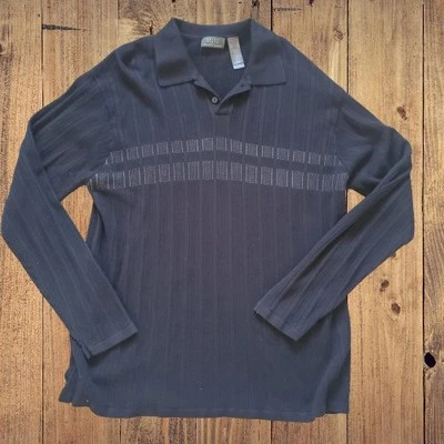 Vestido informal XL suéter tejido acanalado negro Crazy Horse Claiborne para hombre Foto 1 de 4