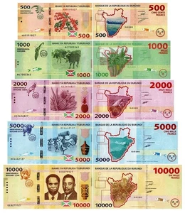 Burundi 500-10000 Francos Juego de 5 Piezas, 2015, P-50-54, UNC X 10 PIEZAS - Imagen 1 de 7