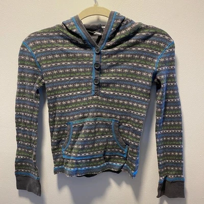 Sudadera con Capucha Old Navy Niños Grande 10-12 Niñas Rayas Henley Tejido Waffle Top Foto 1 de 4