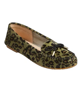 NWOT Jack Rogers Calf Hair Millie Mocassin Bow Loafer Flat Green Black Size 8.5 - Picture 1 of 15