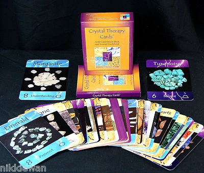 Crystal Therapy Cards Oracle Card deck & Teaching Journal Guide Book box set !!