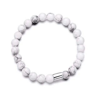 Men's Howlite Gemstone Stretch Bracelet by Philip Jones - Picture 1 of 6