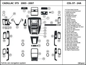 Carbon Fiber Dash Trim Kit for CADILLAC STS 2005-2007 w/o navigation interior - Picture 1 of 1