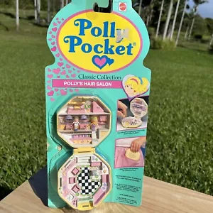 Mattel Vintage Polly Pocket Pollys Hair Salon 1990 Yellow Compact Playset - Picture 1 of 9