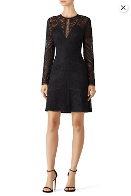 $450 The Kooples Mini Vestido Para Mujer Pequeño Encaje Modesto Oscuro Academia Glam Swiftie Foto 1 de 4