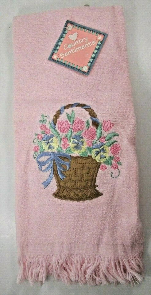 Vtg EASTER Embroidered Hand Towels Set Of 3 Yellow Pink Blue Kmart Old Stock