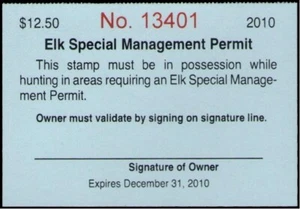 XItem Wyoming Elk Management 2010 $12.50 (blue) - Picture 1 of 1