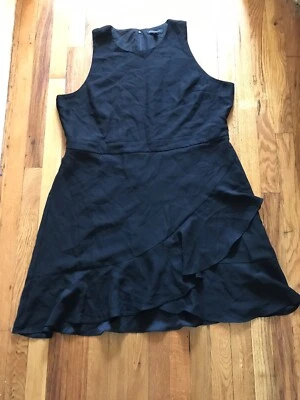 Vestido recto Banana Republic para mujer con volantes dobladillo talla 20 negro forrado cremallera sin mangas Foto 1 de 4